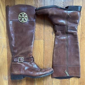 Tory Burch Riding Brown Leather Riding Boots